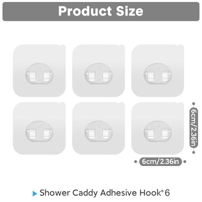6 Pack Shower Caddy Adhesive Replacement, Strong Adhesive Hooks for Shower Shelf, Waterproof Adhesive Hooks, No Drilling, for Bathroom Shelves, Kitchen Racks and Soap Holder - color: Transparent-6 Pack 1 Hooks