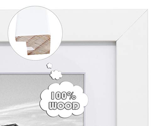Golden State Art Display (3) 5x7 Pictures, 9x18 White Photo Wood Frame | Solid Wood With Tempered Glass, White Mat,Collage Frame - size: 9x18 White, for (3) 5x7