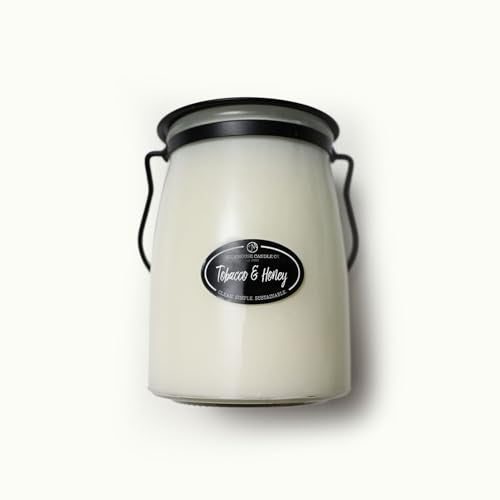 Milkhouse Tobacco & Honey Soy Candle, 22 oz Butter Jar, 120+ Hr Burn | Clean-Burning, Soy Wax, Cotton Wick, Made in the USA - size: 22 oz