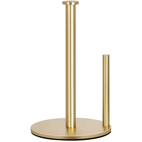 OBODING Gold Countertop Paper Towel Holder, Stainless Steel, Modern Kitchen and Bathroom Organization - color: Gold