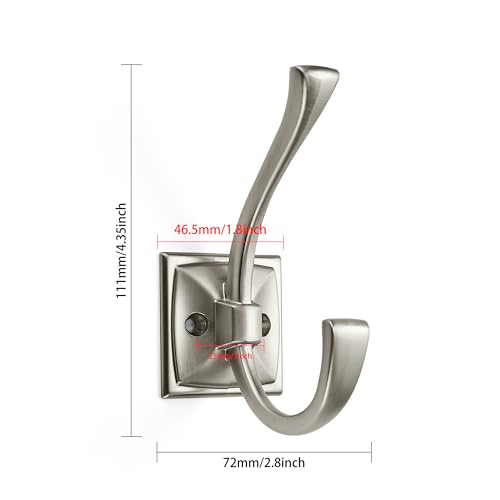 Wall Hooks,5 Pack Coat Hooks Hardware Towel Hooks for Hanging Coats Matte Brushed Nickel Robe Hooks Wall Mounted with Screws for Key, Towel, Bags, Cup. - color: Brushed Nickel