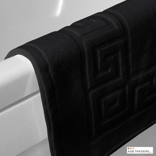 100% Recycle Cotton Bath Mat Black Key Pattern Bath Rug [Not a Bathroom Rug], Soft Absorbent 330 GSM Shower Floor Towel Set, Hotel Spa Quality, Machine Washable (2 Pack) - color: Black