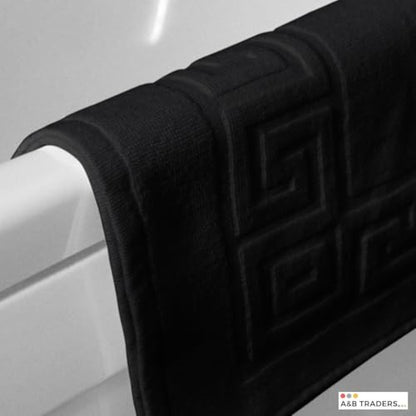 100% Recycle Cotton Bath Mat Black Key Pattern Bath Rug [Not a Bathroom Rug], Soft Absorbent 330 GSM Shower Floor Towel Set, Hotel Spa Quality, Machine Washable (2 Pack) - color: Black