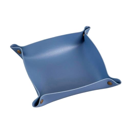 Key Tray Leather Key Holder Bowl for Entryway Table, Key Perfume Jewelry Dish Trays for Entryway Table Home Decoration Porch Ornaments PU Coin Change Watches and Candy Trays (Blue,Large) - color: Blue, size: Large