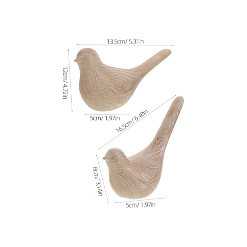 Kichvoe Resin Bird Statue Set of 2 Miniature Bird Figurines Handcrafted Decorative Resin Birds for Home Decor Tabletop Living Room Office Display