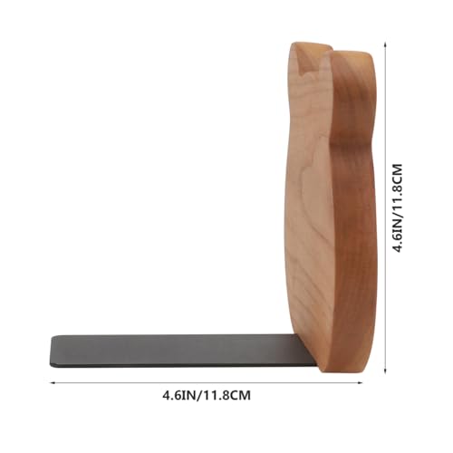 Cabilock 2 Pieces Book Stoppers: Wooden Bear Bookends for Shelves - Metal Base Non-Skid Book Ends for Bookshelf Decoration Home Office School Supplies