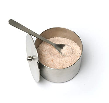 RSVP International Endurance Kitchen Collection Salt Cellar Set with Spoon, 4-Ounce, Brushed Stainless Steel - size: 0.1 Quarts