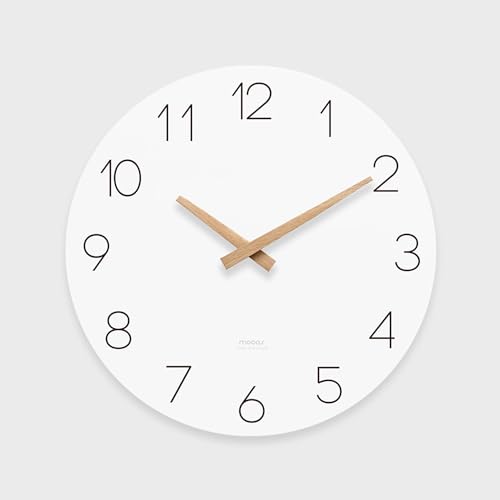 mooas Flatwood Wall Clock (Wood Mini), 9.8" Non-Ticking Sweep Movement | Decorative Battery Operated Wooden Wall Clock for Home Living Room Kitchen Bedroom Office School Cafe - color: Flatwood Mini