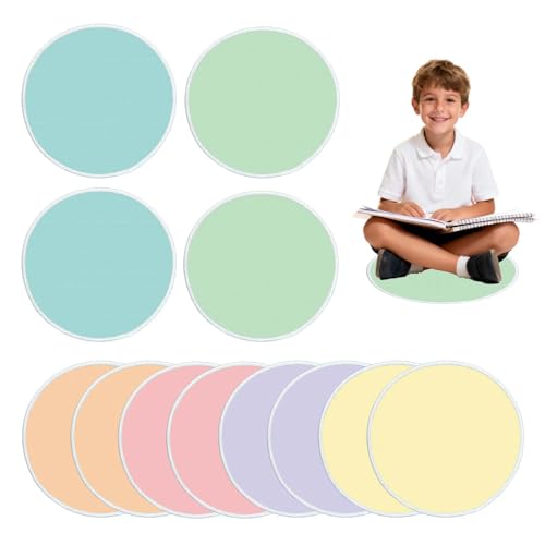 12Pcs 15.7in Round Classroom Rug, Non Slip Classroom Mat Washable Sitting Floor Seats Colorful Classroom Decors for Learning Centers Reading Corner and Educational Facilities - color: Round-macaron