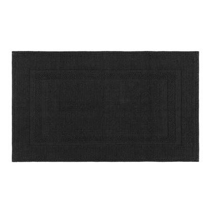 100% Cotton Bath Mat 20" x 32"for Bathroom, Black | Hot-melt Non-Slip Backing, Washable Textured Woven Bath Rug, Soft Comfortable & Absorbent Bathmat 20x32