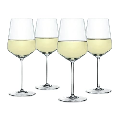 Spiegelau Style Crystal White Wine Glasses Gift Set, Elegant Stemmed Wine Glasses, Stylish Glassware for Dinner Party, Home Bar, Wedding Gifts, Birthday Gifts, Hosting Essentials, 15.5 oz, Set of 4 - style: White Wine Glasses