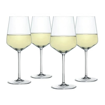 Spiegelau Style Crystal White Wine Glasses Gift Set, Elegant Stemmed Wine Glasses, Stylish Glassware for Dinner Party, Home Bar, Wedding Gifts, Birthday Gifts, Hosting Essentials, 15.5 oz, Set of 4 - style: White Wine Glasses