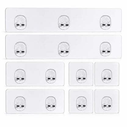 8 Pcs Adhesive Shower Caddy Replacement, Strong No Drill Adhesive Hooks | Holds 40lbs, For Bathroom Storage Shelves and Kitchen Racks, Waterproof & Transparent Strips for Tile, Glass, Smooth Walls - color: Transparent 8 PCS