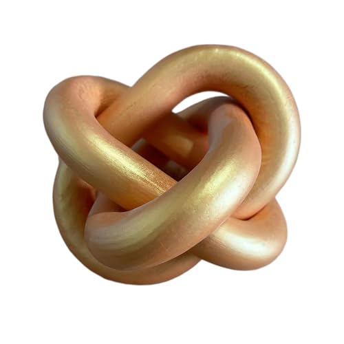 Wood Knot Decor -Coffee Table Decor,Gold Decor Shelf Decor | Entry Table Accessorie Boho Rustic Modern Shabby Chic Style Decor 3 Link Wooden Knot Chain Link Decor Hand Carved Home - color: Gold