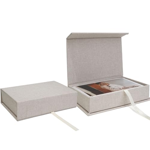 Vienrose Small Photo Storage Box, 4"x6", Linen Postcard Keeper, Beige | 1Pc Sturdy Linen Cover Box for Photos, Postcards & Sticker Storage, Perfect for Home, Office, Craft Room, and Travel - color: Beige, size: 4"x6"