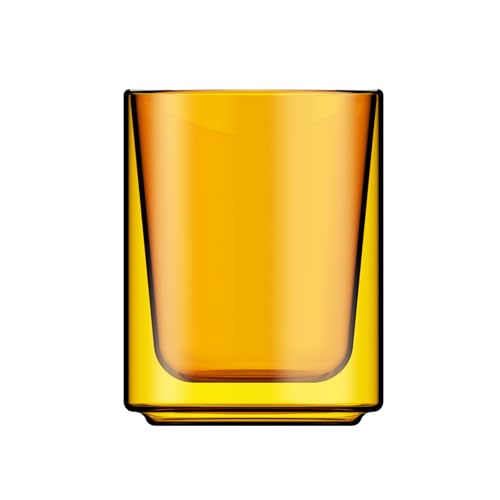 Terra Kaffe Marigold Mezzo 8 oz Double-Walled Coffee Glass – Borosilicate Thermal Insulated Stackable Cappuccino & Latte Cup, Heat-Resistant Clear Glassware - color: Marigold, size: 8 Ounces