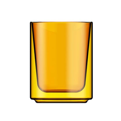 Terra Kaffe Marigold Mezzo 8 oz Double-Walled Coffee Glass – Borosilicate Thermal Insulated Stackable Cappuccino & Latte Cup, Heat-Resistant Clear Glassware - color: Marigold, size: 8 Ounces