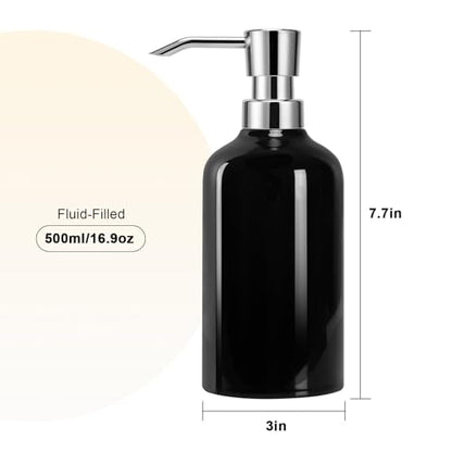 Ceramic Soap Dispenser Bathroom, 16.9oz Hand Soap Dispenser for Kitchen, Hotel - color: Black-silver, size: 1pcs