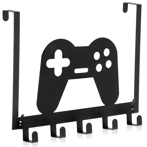 Reallnaive Game Over The Door Hooks Gamer Bathroom Decor Gamepad Hanger Wall Mount Rack Holder for Towel, Hat, Coat, Cloth, Keychain, Bag, Teen Boy Room Gift Decor - style: Game