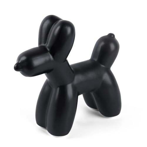 Notakia Cute Ceramics Black Balloon Dog Statue Crafts Living Room Desktop Decorations,Handmade Modern Small Ceramic Animal Statue Ornament Home Decor Accents (Black, Large) - color: Black, size: Large