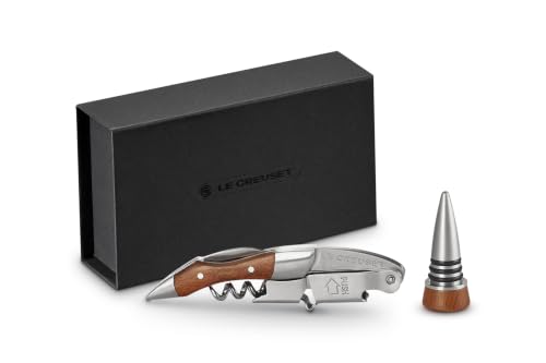 Le Creuset Wooden Corkscrew & Stopper Set | Waiter's Friend - color: Wood and Stainless Steel, style: Wine Opener and Stopper Set