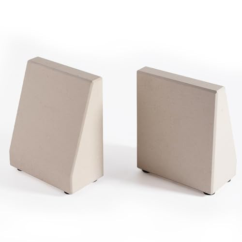 Book End, Natural Marble Bookend for Shelves, Non-Skid Bookends for Heavy Books, Heavy Duty Book Stopper for CDs and Oversized Books, Luxury Book Shelf Holder, Moleanos Beige - color: Beige