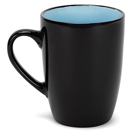 Elanze Designs Color Pop Pale Blue Black Exterior 16 ounce Glossy Ceramic Mugs Matching Set of 4 - color: Pale Blue