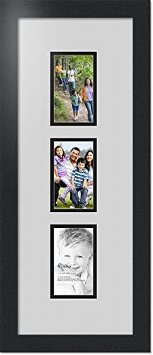 ArtToFrames Collage Photo Frame Double Mat with 3-3x5 Openings with Satin Black Frame and Candlewick mat. - color: Candlewick, size: 3 - 3x5