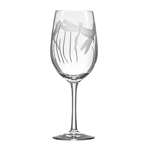 Rolf Glass - Dragonfly White Wine Glass 12 ounce - Stemmed Wine Glasses Set of 4 - Lead-Free Crystal Glass - Engraved White Wine Glasses - Made in the USA - color: White Wine 4 Set