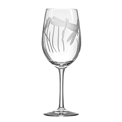 Rolf Glass - Dragonfly White Wine Glass 12 ounce - Stemmed Wine Glasses Set of 4 - Lead-Free Crystal Glass - Engraved White Wine Glasses - Made in the USA - color: White Wine 4 Set