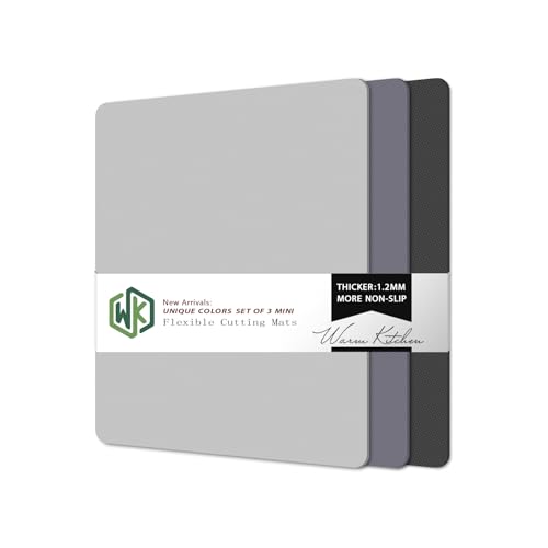 WK Small Flexible Plastic Cutting Boards for Kitchen Set of 3, Non Slip Cutting Mats for Meat, Mini Cutting Board Mats, BPA Free, Dishwasher Safe, 7.3x11.5" - color: Multi Grey - Small - 3