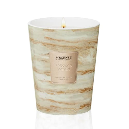 M&SENSE Tobacco Vanilla Scented Soy Candle, 3 Wick Highly Scented 14.1 Oz 75H, Aromatherapy Christmas Gift for Women and Men - color: TobaccoVanilla, size: Medium