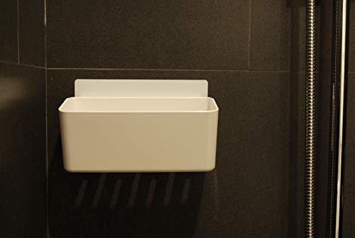 Bath Shelve, Adhesive Shelf Shower Caddy Bathroom Organizer, No Drill Wall Mounted Shower Caddy Basket Plastic，White Storage Rack for Bathroom/Kitchen