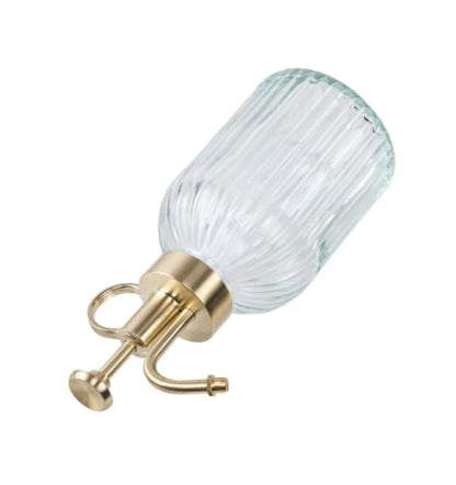 Vintage Vertical Striped Glass Plant Mister, Brass Pump Small Watering Spray Bottle for Succulent Indoor Plants