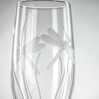Rolf Glass Dragonfly Champagne Flute Glasses 8 ounce - Toasting Flute Glasses - Lead-Free Glass - Etched Flute Glasses – Proudly Made in the USA (Set of 2) - color: Champagne Flute 2 Set