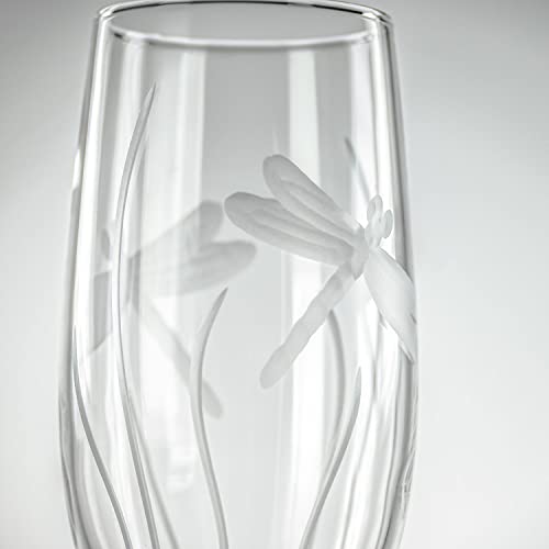 Rolf Glass Dragonfly Champagne Flute Glasses 8 ounce - Toasting Flute Glasses - Lead-Free Glass - Etched Flute Glasses – Proudly Made in the USA (Set of 4) - color: Champagne Flute 4 Set