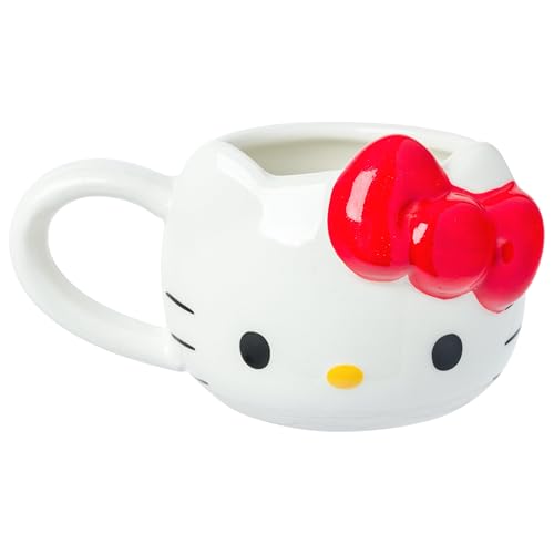 Silver Buffalo Sanrio Hello Kitty Cream Bows, 3D Mini Cup Set, 4pk, 3.5oz | Different Color, Pack, Sculpted Ceramic Mug, Perfect for Sugar or Milk, 0.1 Liters - color: White/Multi
