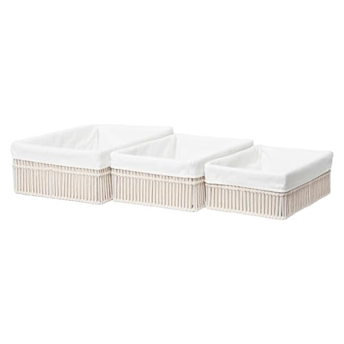 Cotton Rope Storage Baskets (Set of 3) - Hand Woven Organizing Basket with Removable Liner & Iron Frame, Decorative Shelf Storage for Closet & Bedroom (Off-white) - color: Off-white