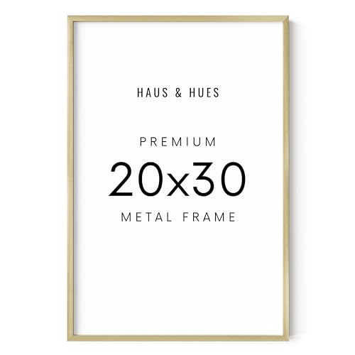 HAUS AND HUES 20x30 Gold Metal Picture Frame - Features Premium Aluminum & Hanging Hardware, Shatterproof Plexiglass - Perfect for Home, Office (20x30 in, Gold, Set of 1) - color: Gold Metal, size: 20x30 in, style: Set of 01