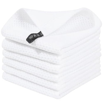 Homaxy 100% Cotton Waffle Weave Kitchen Dish Cloths 6-Pack, White | 12 x 12 Inches, Ultra Soft Absorbent Dish Towels, Quick Drying Dish Rags with Hanging Loop - color: White, size: 12 X 12 - 6 Pack