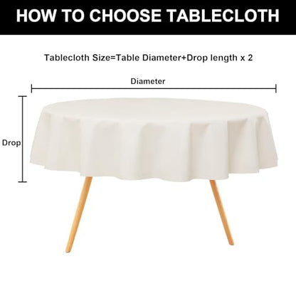 Round Beige Vinyl Waterproof Tablecloth with Flannel Backed | Spillproof Wipe Clean Table Cloth, Plastic Flannel Backing for Dining, Buffet Parties Picnic Camping, 60" - color: Beige, size: 60" (Round)