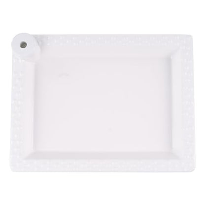White Serving Tray - 12" x 9" Ceramic Rectangular Tray with Peg for Interchangeable Decorative Topper, Trays for Serving Food, Serving Platters and Trays, Serving Platter for Appetizers - style: White Rectangular Platter