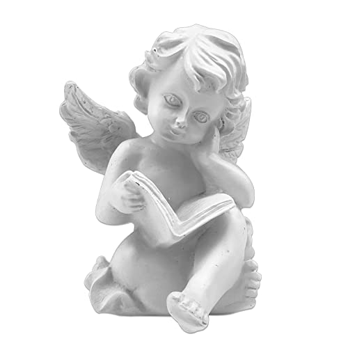 Asng Cherubs Angels Resin Garden Statue Figurine, Adorable Angel Sculpture Memorial Statue, Indoor Outdoor Home Garden Decoration (Reading Cherub) - size: Reading Cherub