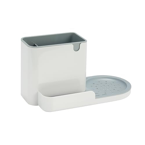 Amazon Basics Kitchen Sink Caddy Organizer for Sponge and Brush Storage, Large, White - size: Large