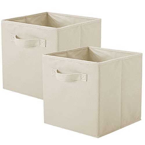 ShellKingdom Storage Bins, Foldable Fabric Storage Cubes And Cloth Storage | Storage Organizer For Closet And Toys, 10.5x10.5x11 INCH, 2 Pack (Beige) - color: Beige, size: 2