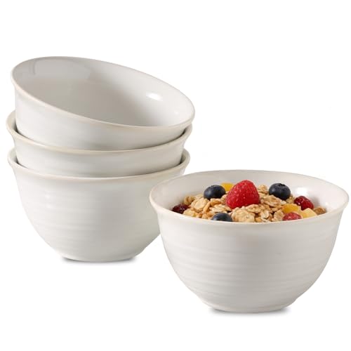 Soup Bowls,40 Ounce Deep Ceramic Bowl Sets for Cereal Soup Salad Pasta Popcorn Oatmeal Breakfast, Durable Serving BowlsSuit For Housewarming, Microwave Safe & Dishwasher Safe, Creamy White - color: White, size: 40 Ounce