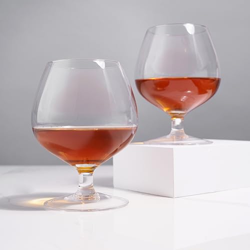 Viski Wingback Brandy Glass glassware set, Stemmed Wine glasses, Cocktail Glass Gift, Perfect for Bourbon, Rye, Scotch, and Mezcal, Set of 2, 17oz - style: Cognac Glasses