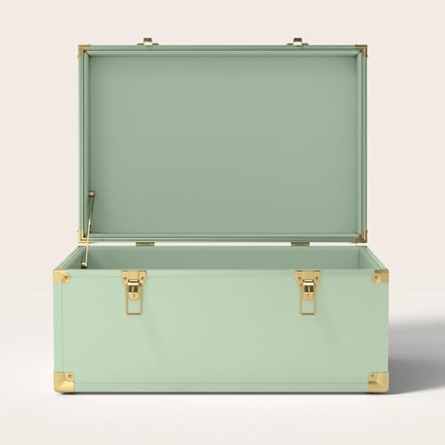 Momento Wedding Keepsake Trunk | Personalized Memory Box for Wedding Mementos | Handmade in USA | Metal and Plywood Construction | Standard Size 20" (Green/Green Dots) - color: Green/Green Dots, size: Standard (20")
