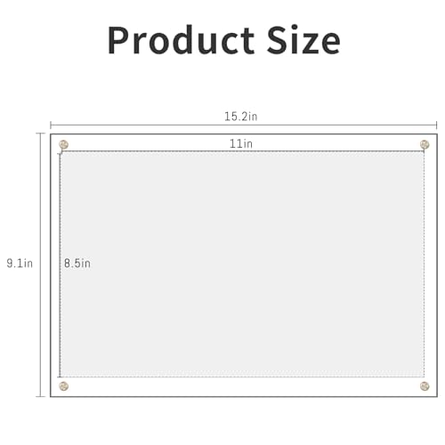 Kalami 8.5x14 Acrylic Wall Mount Picture Frame Self Adhesive | No Drill Floating Frameless Clear Photo Frame for Home Office School Picture Display-Full Frame is 9x15 - size: 8.5 x 14 in