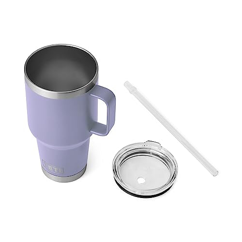 YETI Rambler 35 oz Tumbler with Handle and Straw Lid, Travel Mug Water Tumbler, Vacuum Insulated Cup with Handle, Stainless Steel, Cosmic Lilac - color: Cosmic Lilac, style: 35oz